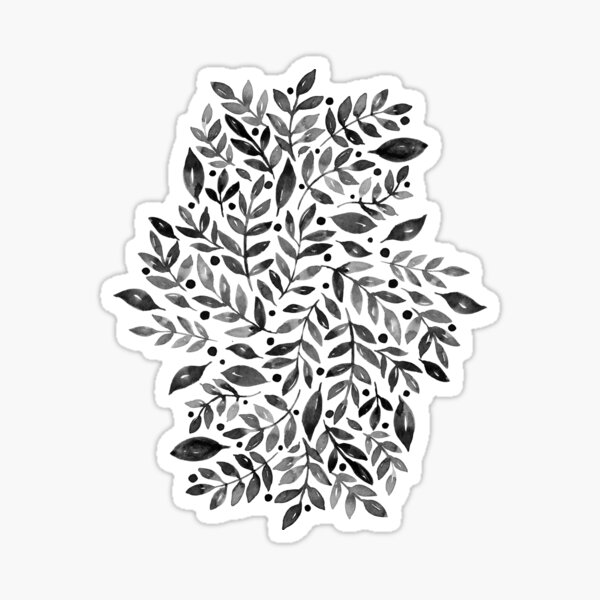seasonal-branches-and-berries-black-ans-white-sticker-by-wackapacka