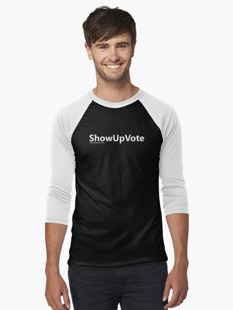 Thumbnail 1 of 3, Baseball ¾ Sleeve T-Shirt, ShowUpVote.com3 designed and sold by bradarthur.