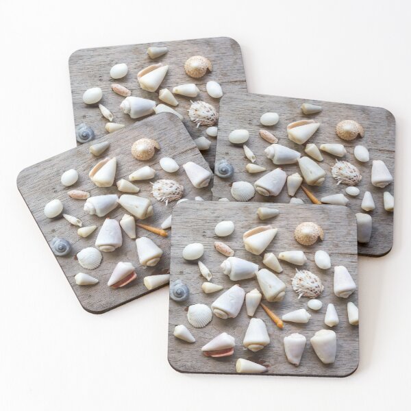 Item preview, Tropical sea shells on the wooden background designed and sold by Rrrainbow.