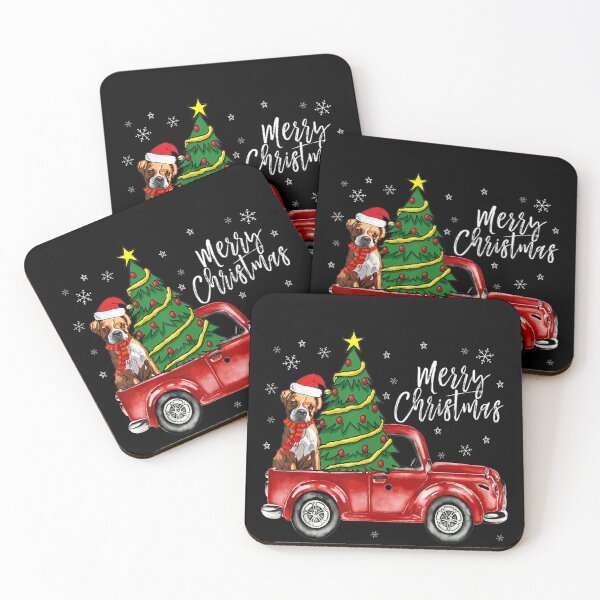 Item preview, Cute Boxer Dog Truck Merry Christmas Dog Lover Xmas designed and sold by JohnnyBench73.