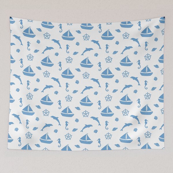 Item preview, Beach Life pattern - Dolphins and boats designed and sold by Murraysworkout.