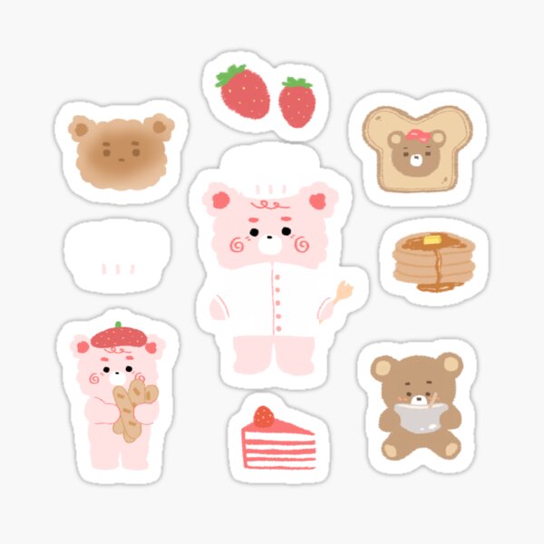 garu s bakery cute bear character 9 pcs sticker by cupofmin redbubble