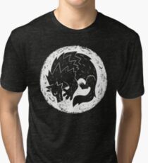 Woodcut Werewolf - White Moon Tri-blend T-Shirt