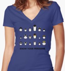 Know Your Penguins Women's Fitted V-Neck T-Shirt