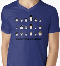 Camiseta para hombre de cuello en v Conoce a tus pingüinos