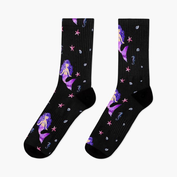 Item preview, Cute Purple Hair Mermaid with Starfishes  designed and sold by cannevas.