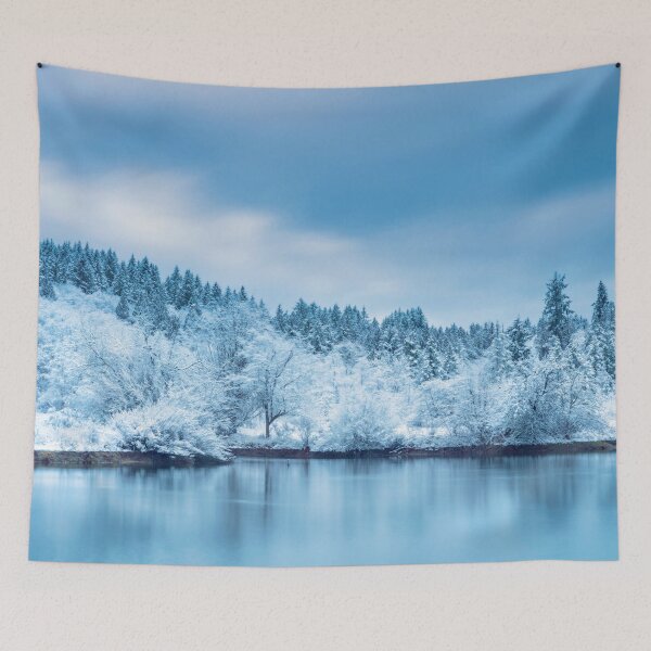 Item preview, Blue Winter Snowy Lake Forest | Winter Mood designed and sold by PinkRainbow.