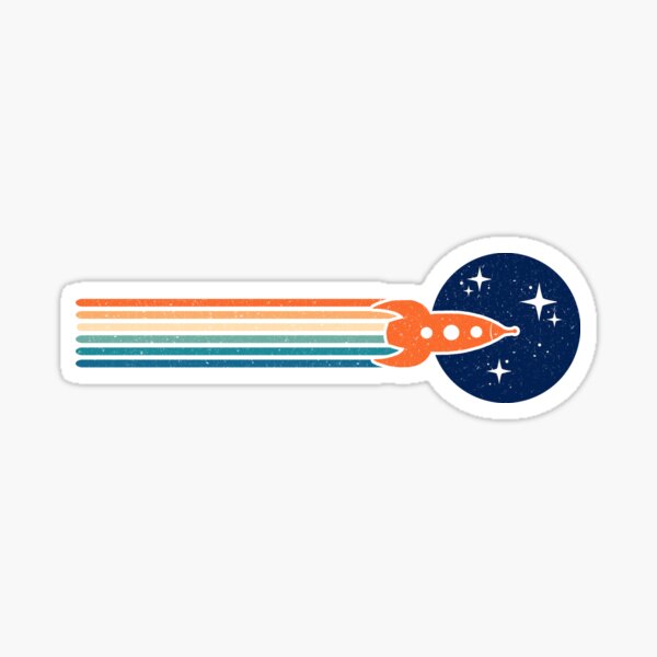 Retro Sci-Fi Rocket Ship Glossy Sticker