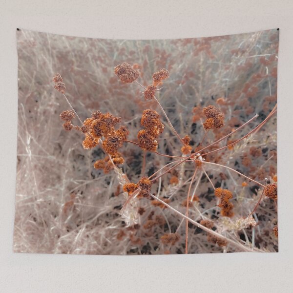 Item preview, blooming dry flowers with brown dry grass abstract background designed and sold by Mrvell.