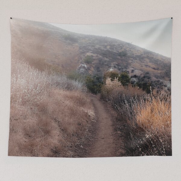 Item preview, walkway with mountain view and dry grass field designed and sold by Mrvell.
