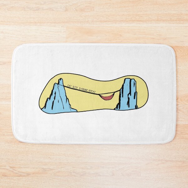 Item preview, Eat. Sleep. Slackline. Repeat landscape with hammock hanged high above the ground designed and sold by Tolarlei.