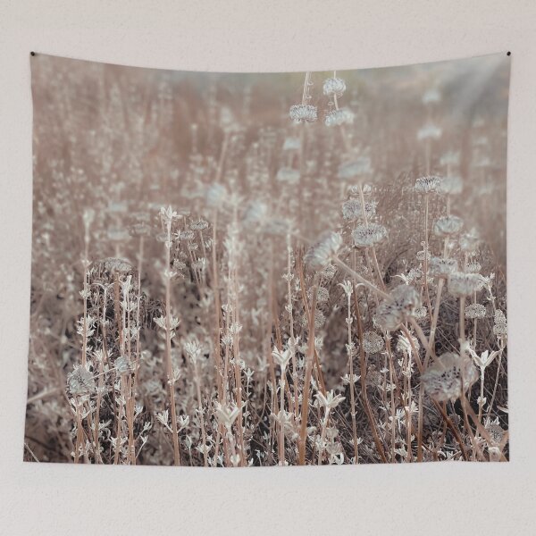 Item preview, blooming dry flowers with brown dry grass field texture background designed and sold by Mrvell.