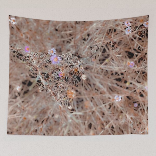 Item preview, blooming white and pink flowers with dry brown grass background designed and sold by Mrvell.