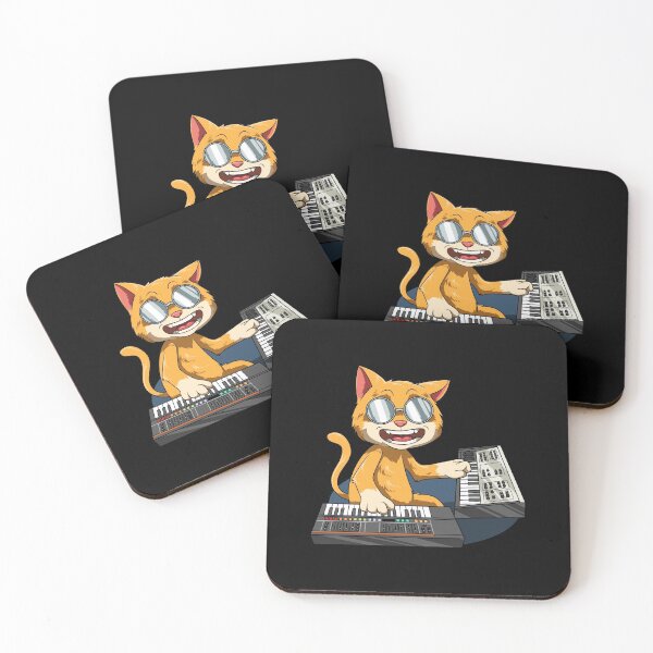 Item preview, Synthesizer cat playing analog synthesizer designed and sold by melomedia.
