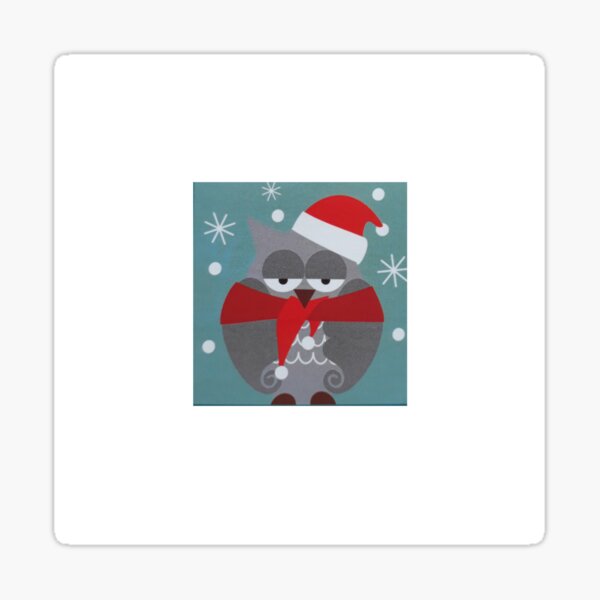 Christmas owl with a cap Sticker