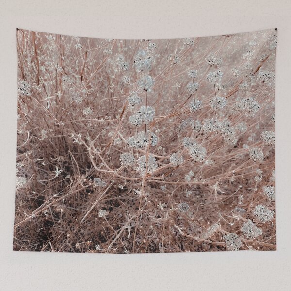Item preview, blooming dry flowers with brown dry grass field abstract background designed and sold by Mrvell.