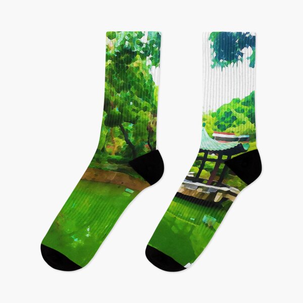 Item preview, Asian Green Garden Resting Hill Xie Shan Watercolor Painting designed and sold by impetum.