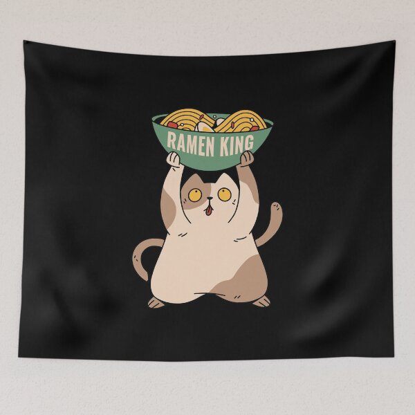 Aperçu de l'œuvre Ramen King Cat avec bol de ramen créée et vendue par OnepixArt.