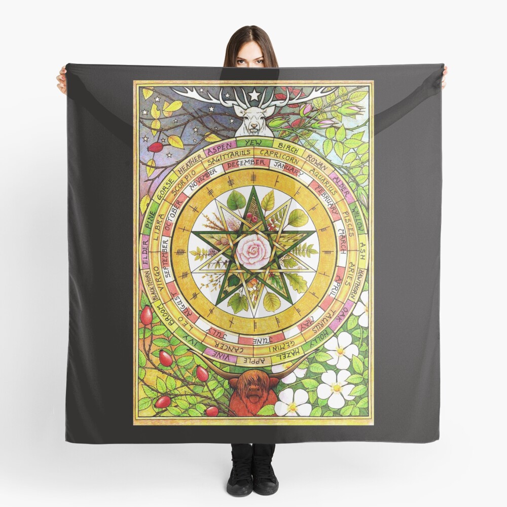 The Ogham Grove (full colour) Scarf