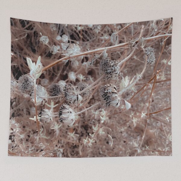 Item preview, blooming dry flowers with brown dry grass background designed and sold by Mrvell.