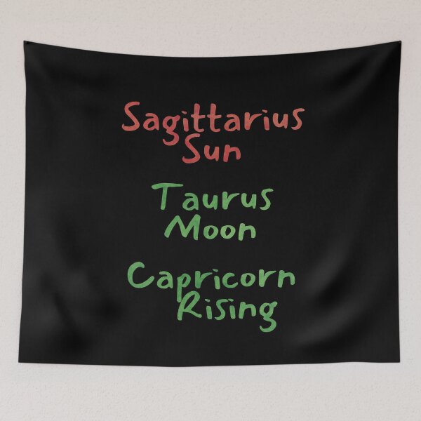 Item preview, Sagittarius Sun Taurus Moon Capricorn Rising Text designed and sold by leomooncreates.