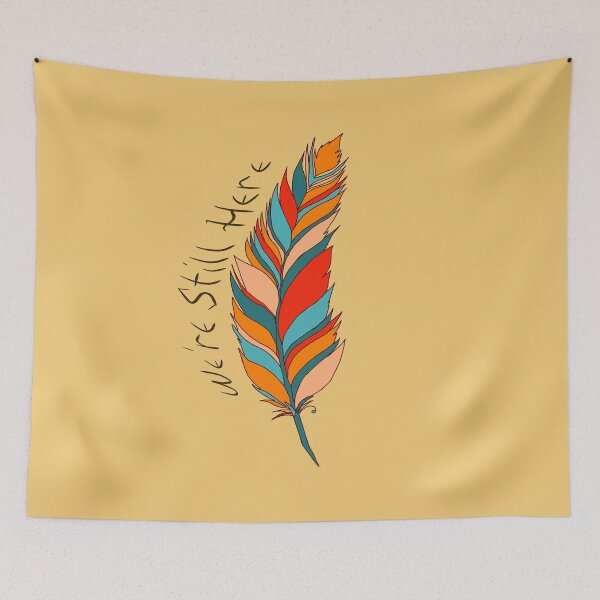 Item preview, DONATE We're Still Here Feather - Bright Orange/Teal designed and sold by Emily Boynton.
