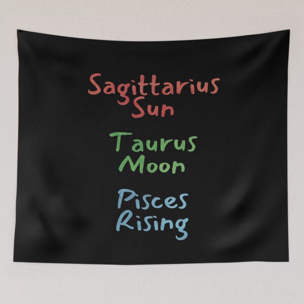 Item preview, Sagittarius Sun Taurus Moon Pisces Rising Text designed and sold by leomooncreates.