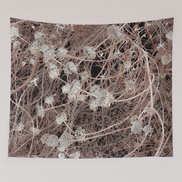 Item preview, blooming dry flowers with brown dry grass texture background designed and sold by Mrvell.