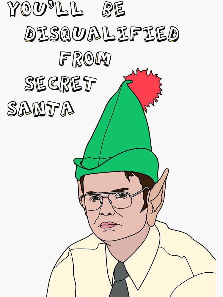 "Dwight Schrute The Office Secret Santa" Sticker for Sale by CrumbBums
