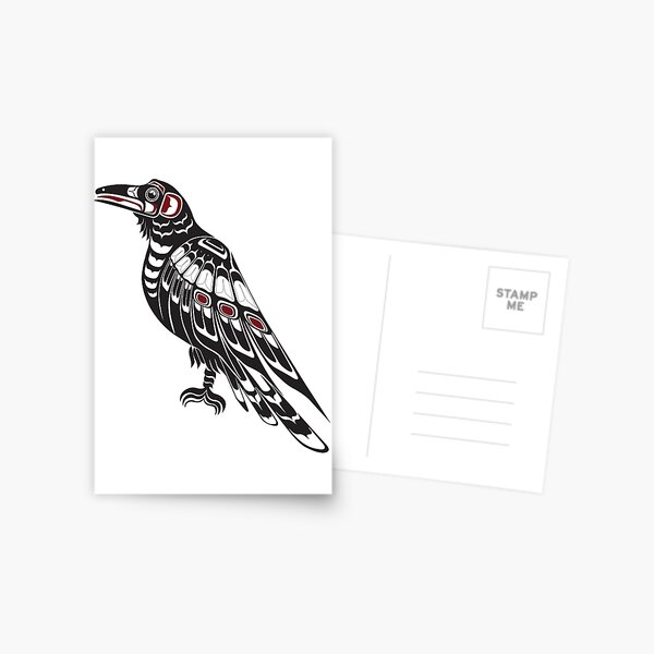 Aperçu de l'œuvre Corbeau du Nord-Ouest Pacifique, art amérindien salish créée et vendue par cascadiadesigns.