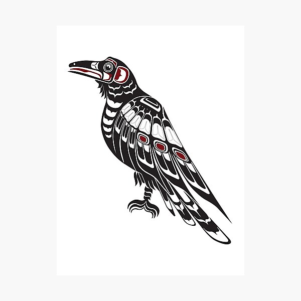 Pacific Northwest Raven Indianer Salish Formline Art Crow Fotodruck