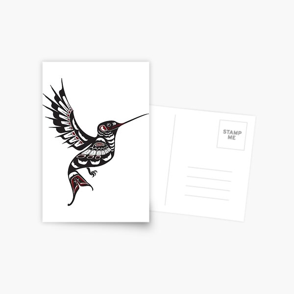 Aperçu de l'œuvre Colibri du Nord-Ouest Pacifique amérindien Salish formline art colibri créée et vendue par cascadiadesigns.