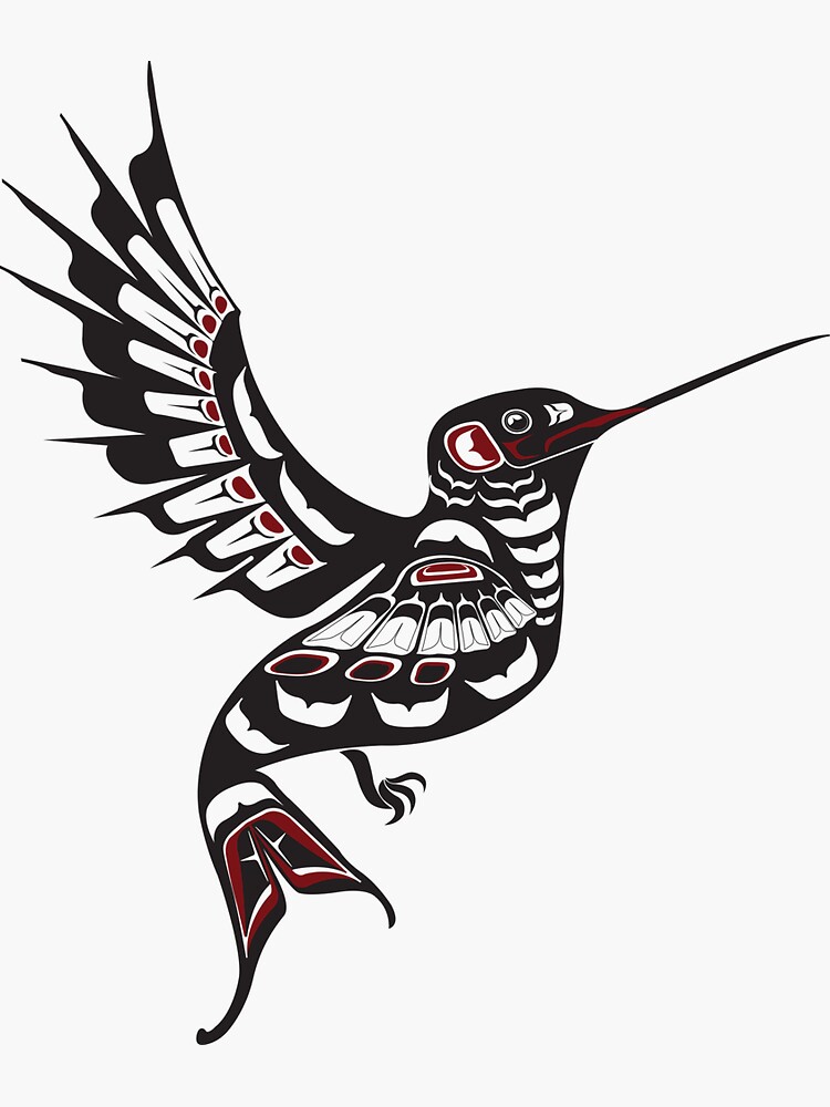 Pacific Northwest Hummingbird native american salish formline art colibrí  Sticker for Sale by cascadiadesigns