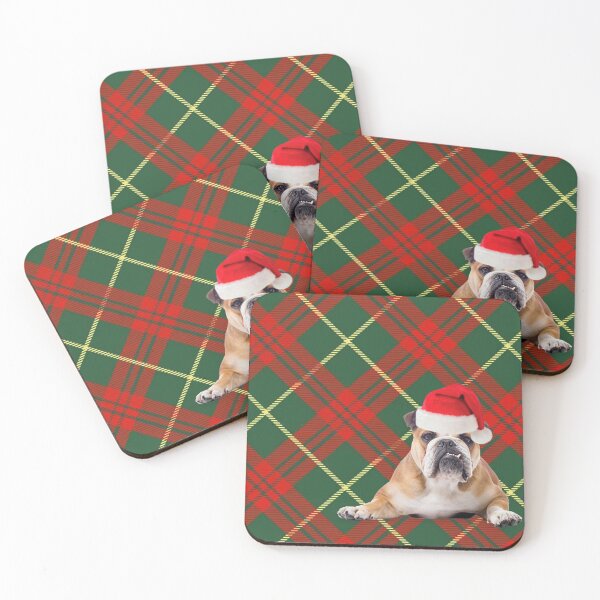 Artikelvorschau, Englische Bulldogge Weihnachtstartan entworfen und verkauft von FunShirtDesigns.