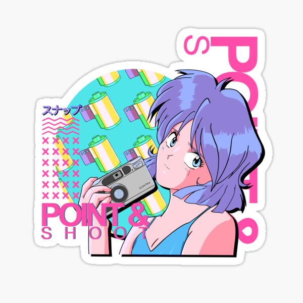 Point & Shoot Purple Girl Sticker