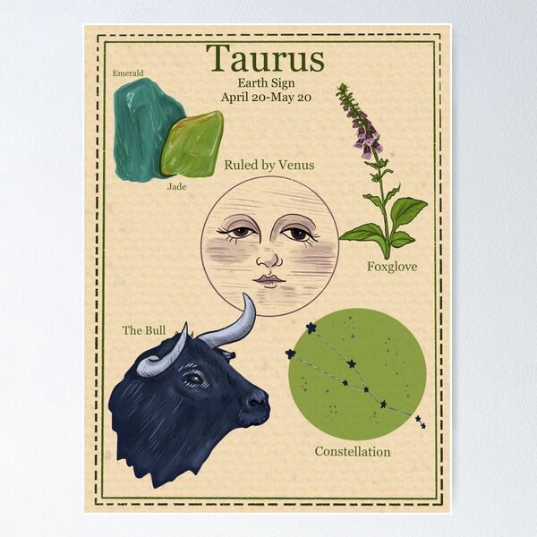 Zodiac Astrology Vintage Style Poster Taurus