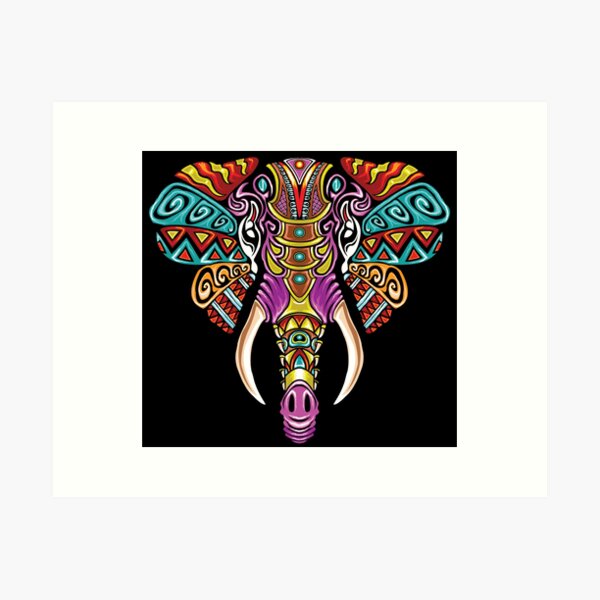 Bold, colorful & realistic mandala-style, front-facing, african elephant  drawing, with bold outlines, detailed, 8k on Craiyon