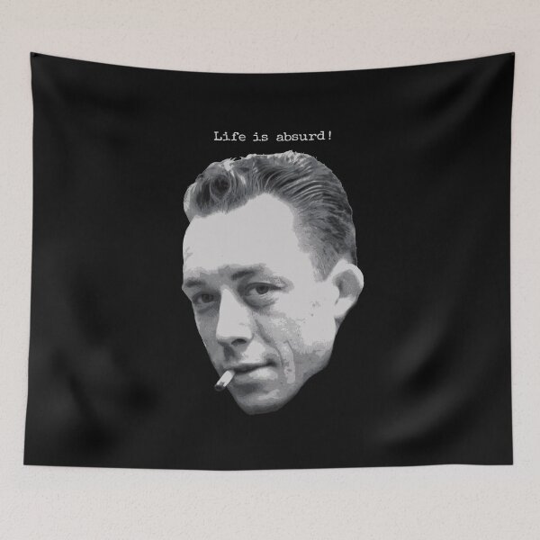 Item preview, Albert Camus ~ Life is absurd (light text for dark products) designed and sold by Stoaty.