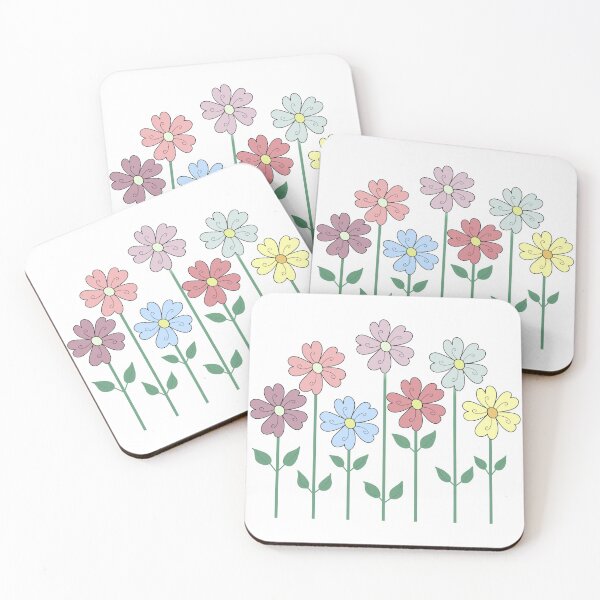 Item preview, Flowers With Heart Petals in Pastel on White designed and sold by CottoVerdi.