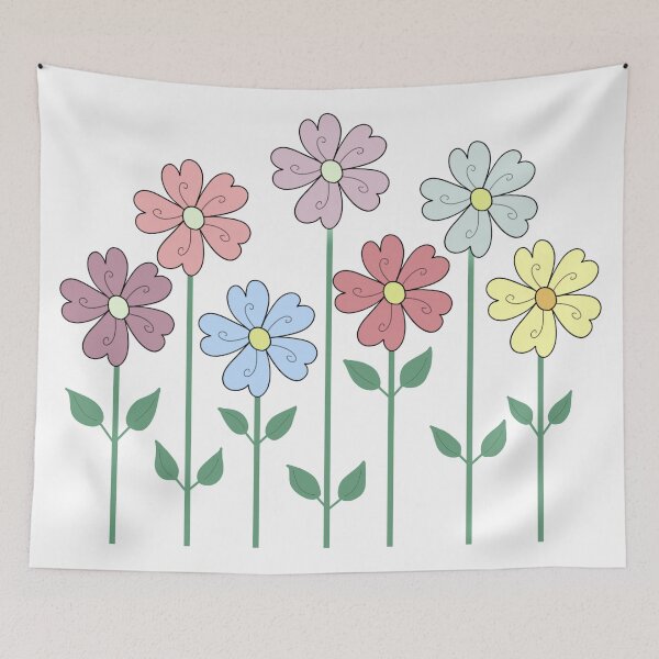 Item preview, Flowers With Heart Petals in Pastel on White designed and sold by CottoVerdi.
