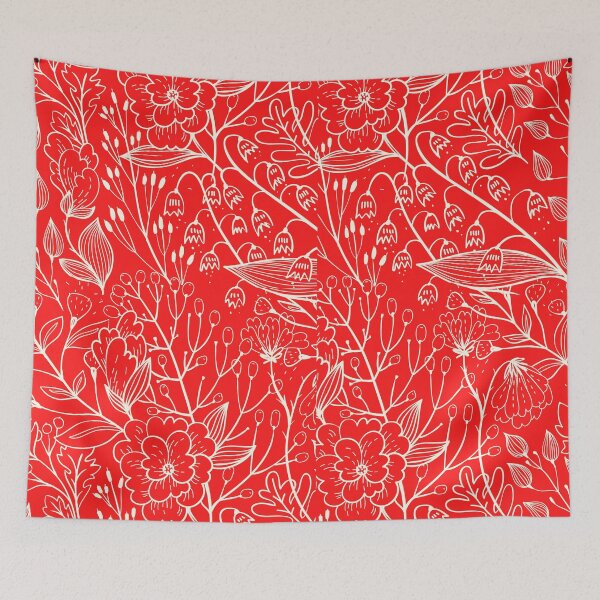 Item preview, Red and White Flowers Pattern designed and sold by MariesDesigns11.