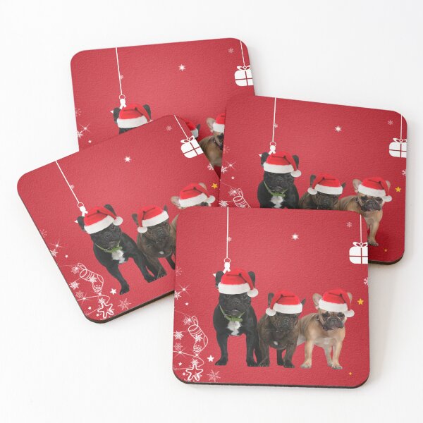 Item preview, French Bulldog Christmas Santas designed and sold by FunShirtDesigns.
