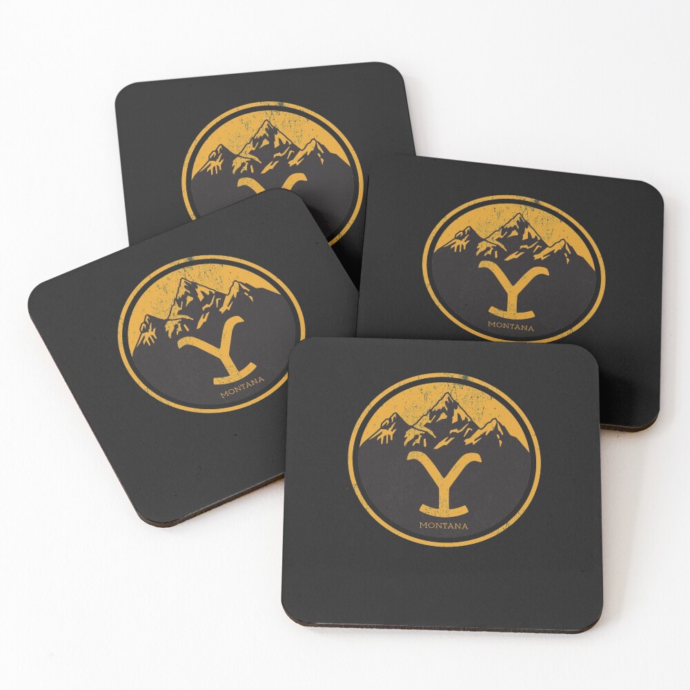 Yellowstone Dutton Ranch Montana Retro Artistic Coasters (Set of 4)