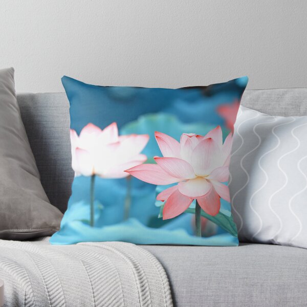 Pink Lotus Bloom Throw Pillow