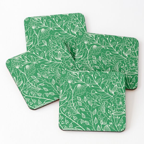 Item preview, Green and White Flowers Pattern designed and sold by MariesDesigns11.