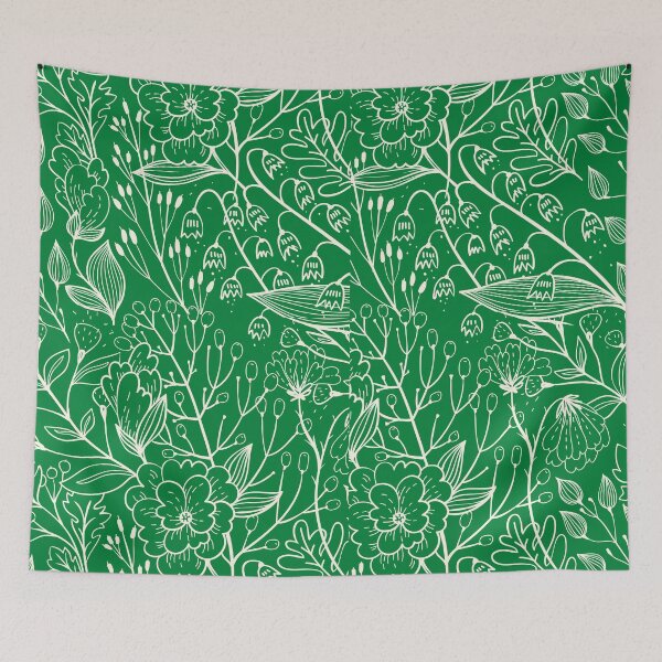 Item preview, Green and White Flowers Pattern designed and sold by MariesDesigns11.