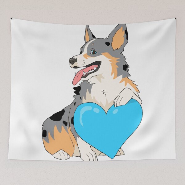 Item preview, Blue Merle Corgi with Blue heart designed and sold by MistyFigs.