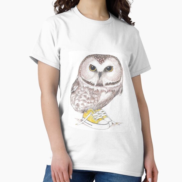 Item preview, Saw-Whet owl in low tops designed and sold by JimsBirds.