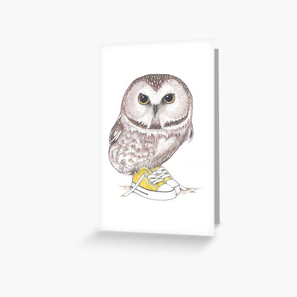 Item preview, Saw-Whet owl in low tops designed and sold by JimsBirds.