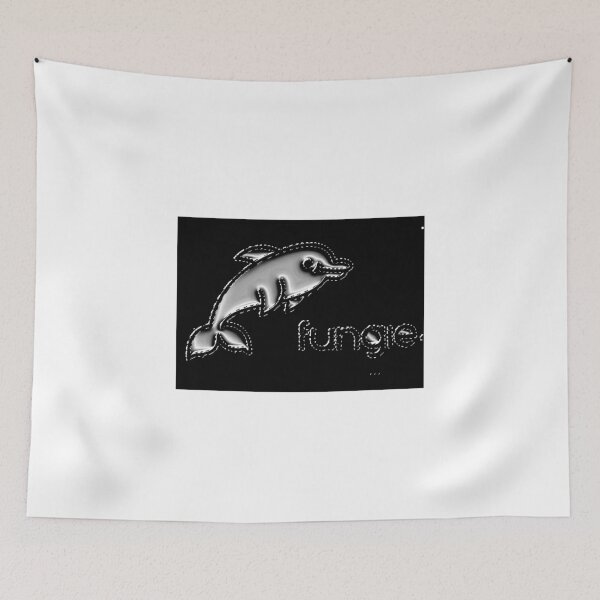 Item preview, fungie the dolphin silver diamond on black-on black designed and sold by Flirt-Teez.